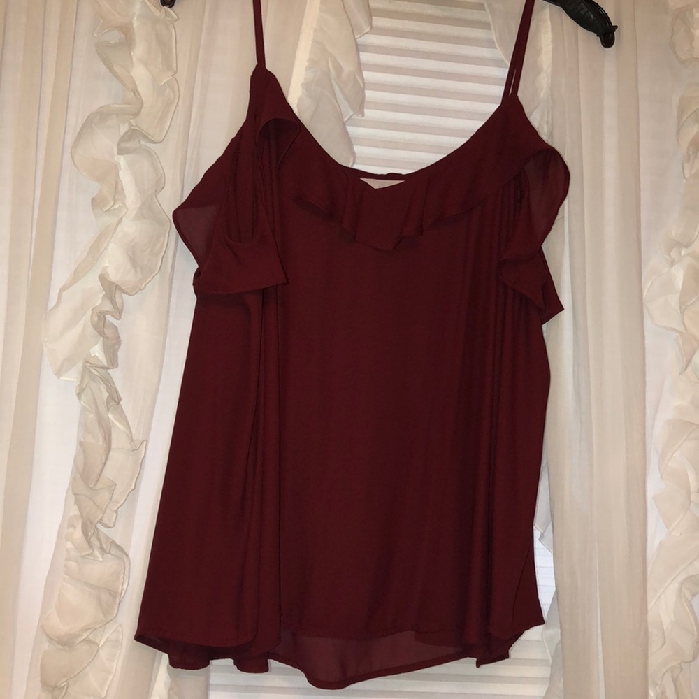 Ruffled Maroon Blouse